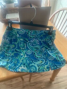 Lands' End Blue & Teal Paisley Mini Skort